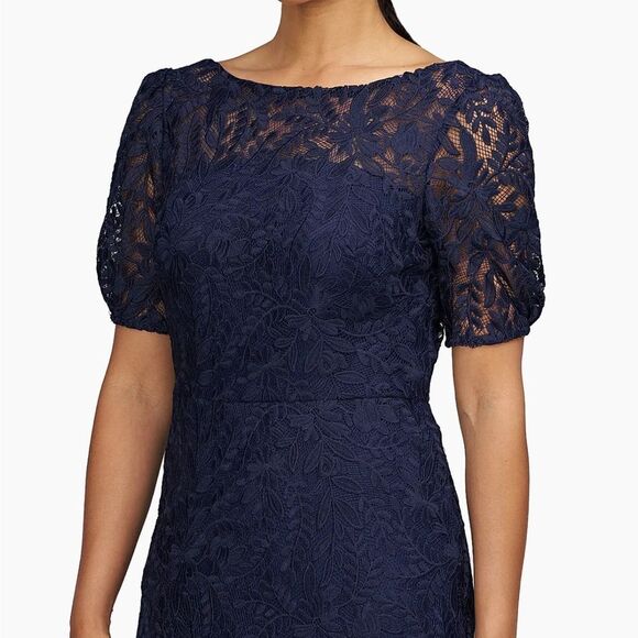 Kay Unger Portia Tea Length Dress in Midnight Blue 6 $308 - Picture 4 of 6